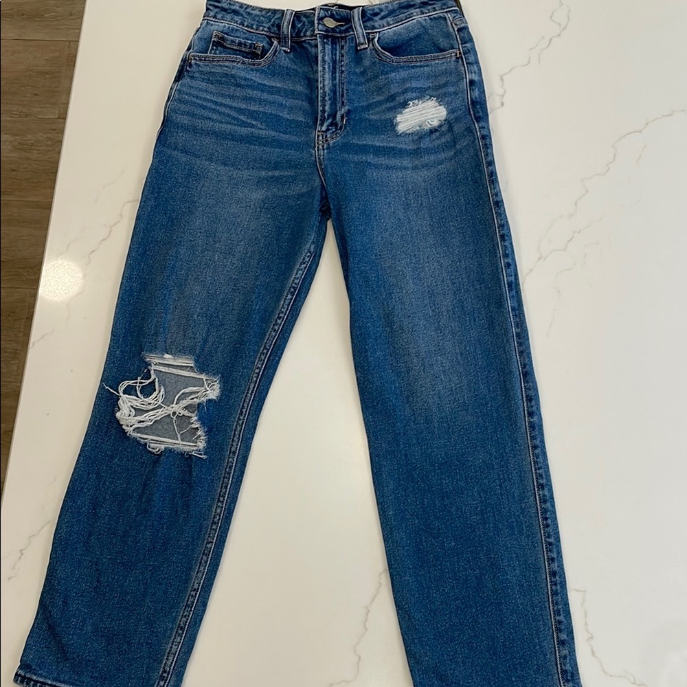 Hollister Women's Blue Distressed Boyfriend Jeans